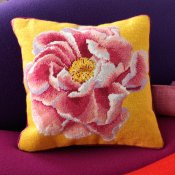 Coral Peony on Yellow